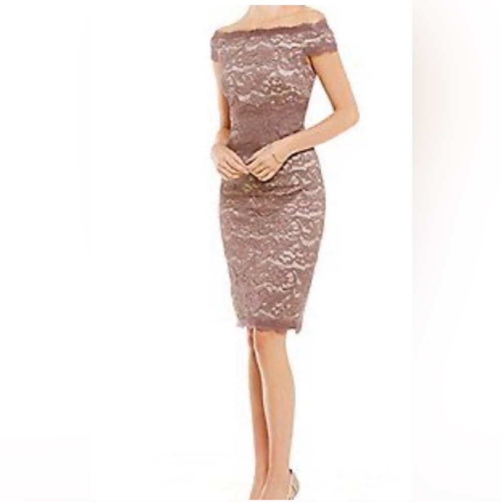 Adrianna Papell Lace Midi Dress - Taupe